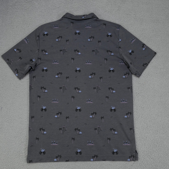 Travis Mathew Polo Shirt Men's Medium Gray Cocktail Print Short Sleeve - Picture 11 of 12